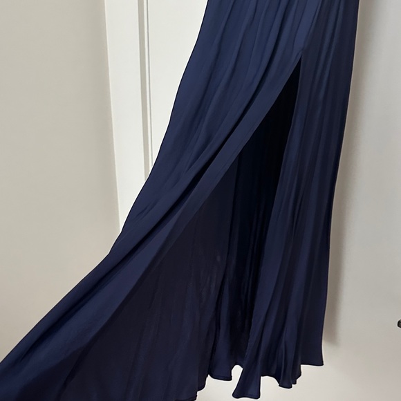 Zara Deep Blue/Navy Satin Midi Dress Sz S - Picture 3 of 8